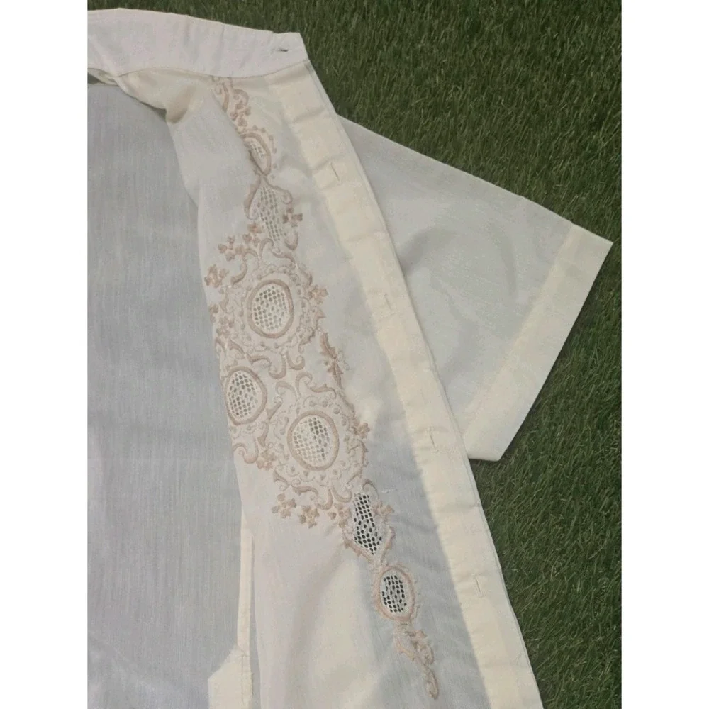 Tesoro's Manila Vintage Jusi Barong Tagalog Shirt Size L - Picture 4 of 5